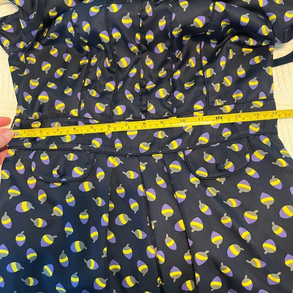 Anthropologie Hi There Karen Walker Dress Size 8 Retro Print Shift Midi Mini - Picture 7 of 12